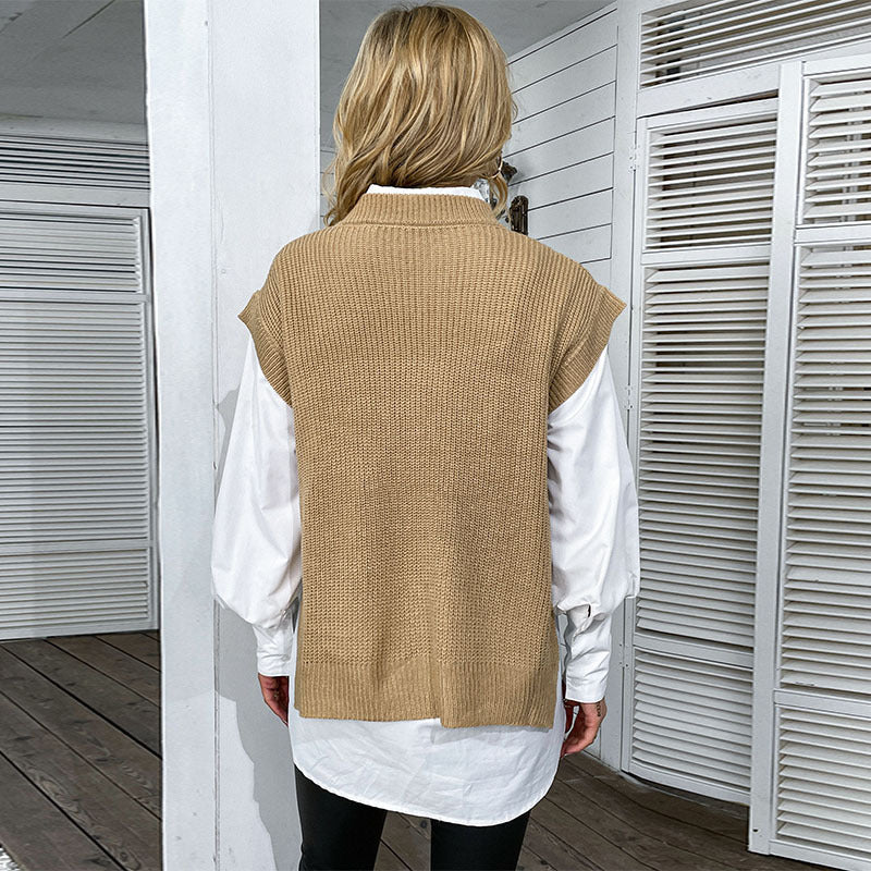 Damen Strickpullover Hoher Kragen Offener Schnitt Norvielle