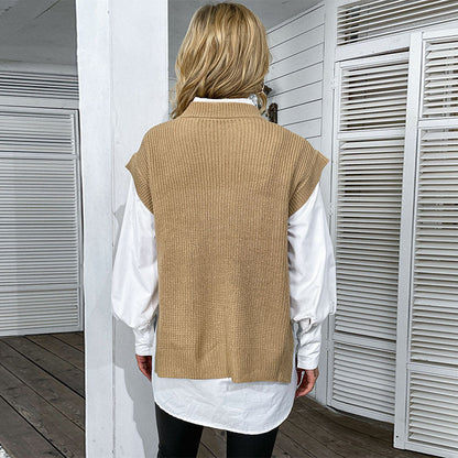 Damen Strickpullover Hoher Kragen Offener Schnitt Norvielle