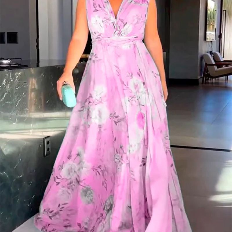 Damen Maxikleid Fließend Rüschen Elegant - Norvielle