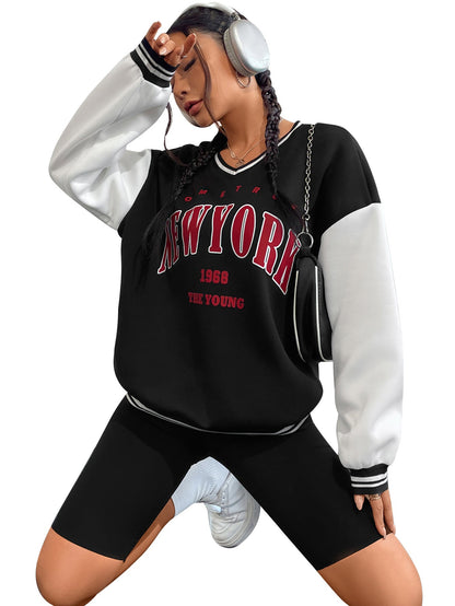 Damen Sweatshirt V-Ausschnitt Sportlich Norvielle