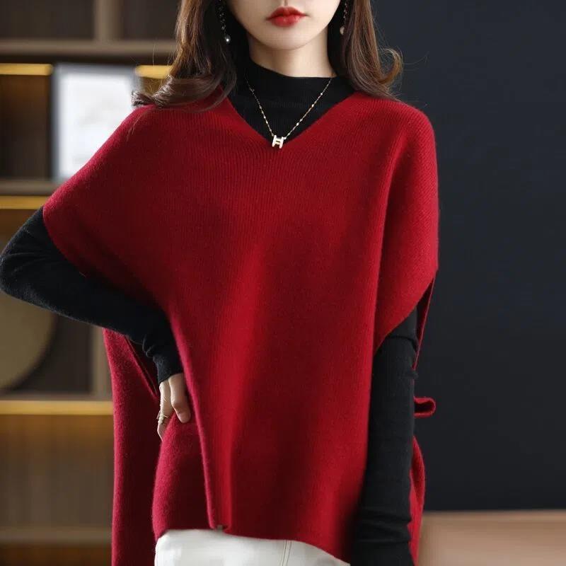 Damen Strickponcho V-Ausschnitt Norvielle - Norvielle
