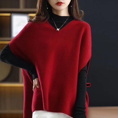 Damen Strickponcho V-Ausschnitt Norvielle - Norvielle