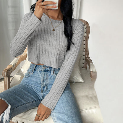 Damen Pullover Feine Rippstruktur Länge Mit langen Ärmeln Beige