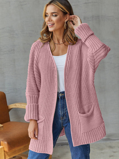 Damen Strickjacke Tiefen Taschen Strukturiert Norvielle