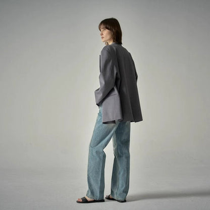 Damen Blazer Oversized Doppelter Knopf Norvielle