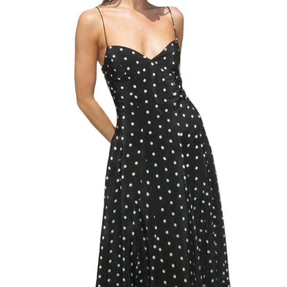 Damen Maxikleid Gepunktet Spaghettiträger Norvielle