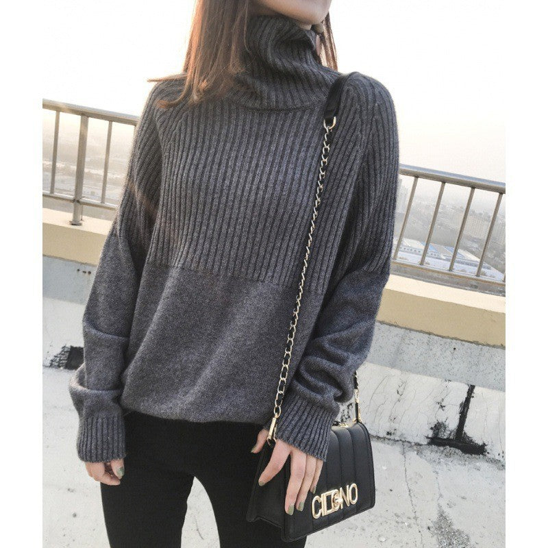 Damen Strickpullover Rippstruktur Hochgeschlossener Kragen Norvielle