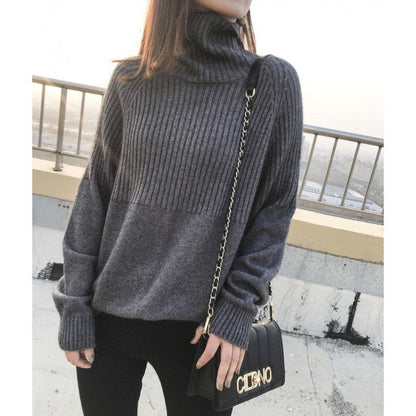 Damen Strickpullover Rippstruktur Hochgeschlossener Kragen Norvielle
