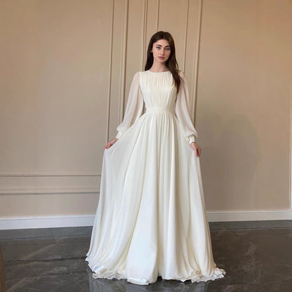 Damen Langkleid Norvielle Elegant Taillenband Ballonärmel - Norvielle