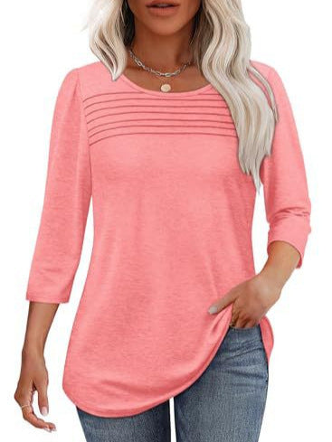 Damen Langarmshirt Plissee-Details Norvielle