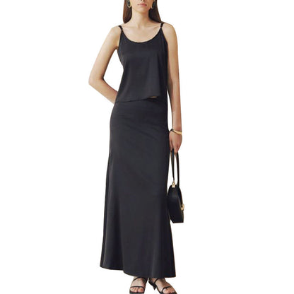 Damen Maxikleid Schwingender Rock Eleganter Ausschnitt Norvielle