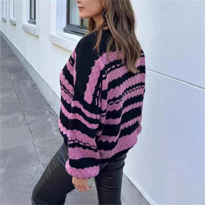 Damen Grobstrickpullover Modernes Muster Locker Ärmel Norvielle
