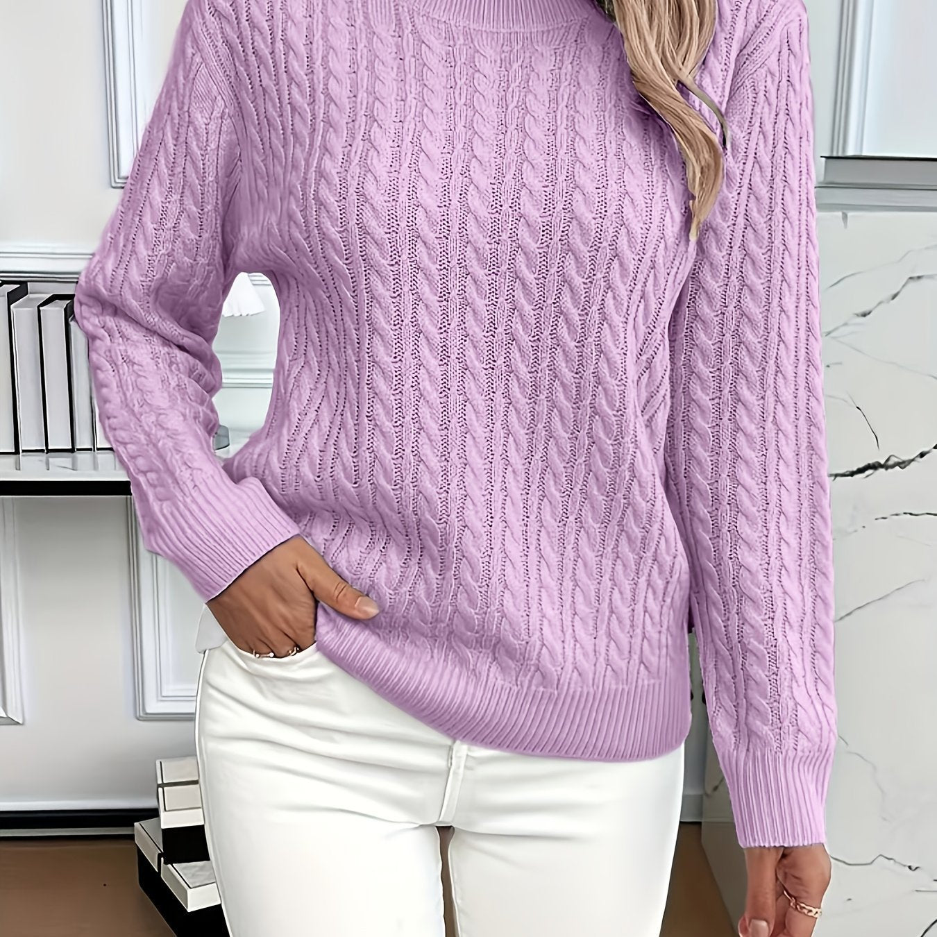 Damen Strickpullover Zopfdesign Norvielle