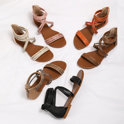 Damen Elegante Sommer Sandalen aus Leder Norvielle
