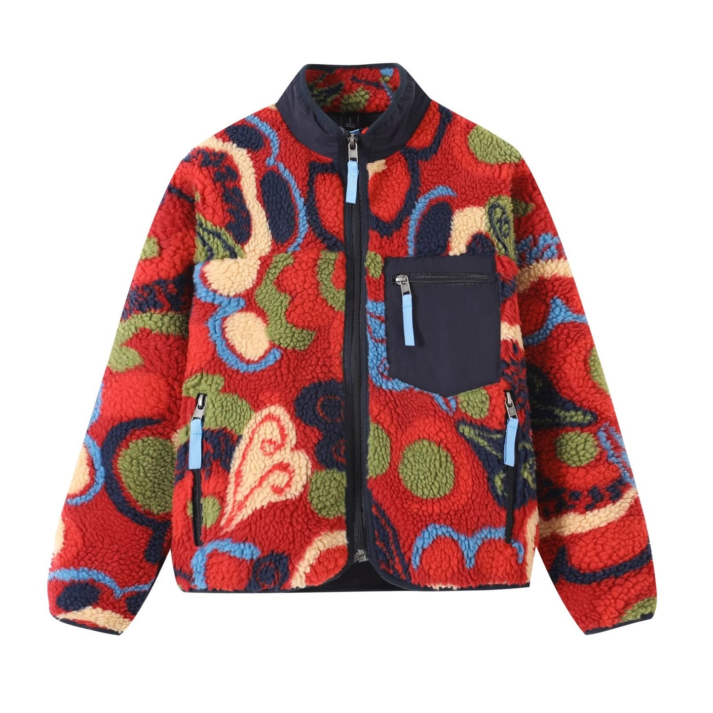 Damen Fleecejacke Farbenfroh Hochkragen Praktische Taschen Norvielle