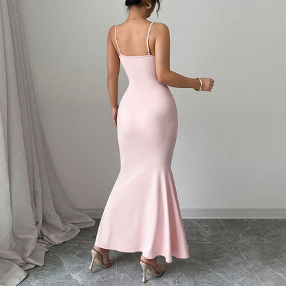 Damen Maxikleid Spaghettiträger Raffiniertes Drapierdesign Norvielle