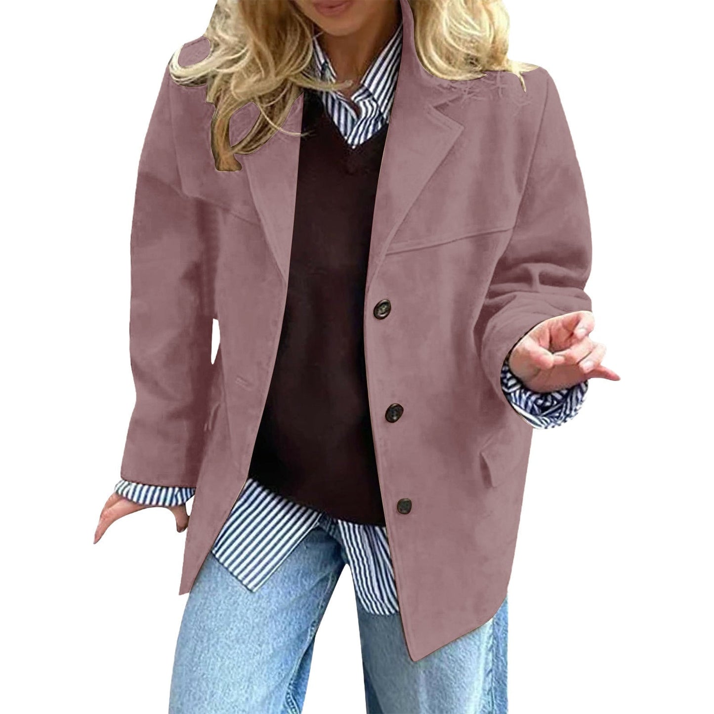 Damen Oversized Blazer Wildlederimitat