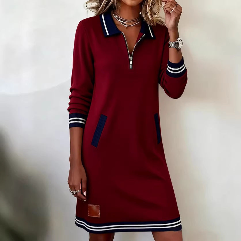 Damen Freizeitkleid Sportkragen Reißverschluss Norvielle