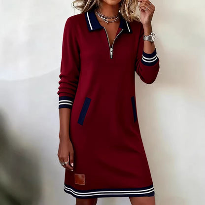 Damen Freizeitkleid Sportkragen Reißverschluss Norvielle