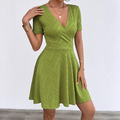 Damen Wickelkleid V-Ausschnitt Fließender Stoff