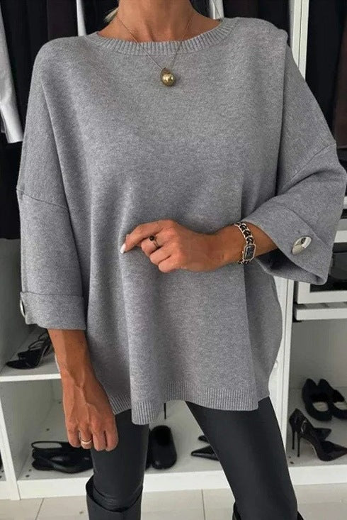 Damen Strickpullover Weit Ärmel Norvielle