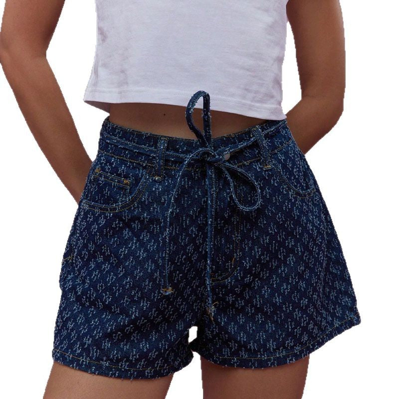 Damen Denim Shorts Verstellbar Lässig