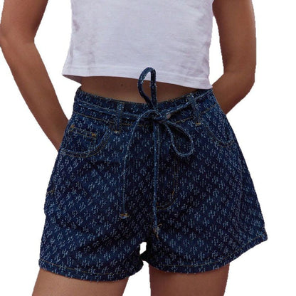 Damen Denim Shorts Verstellbar Lässig