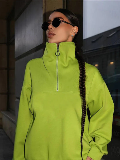Damen Fleece-Sportanzug Hochgeschlossener Kragen Reißverschluss