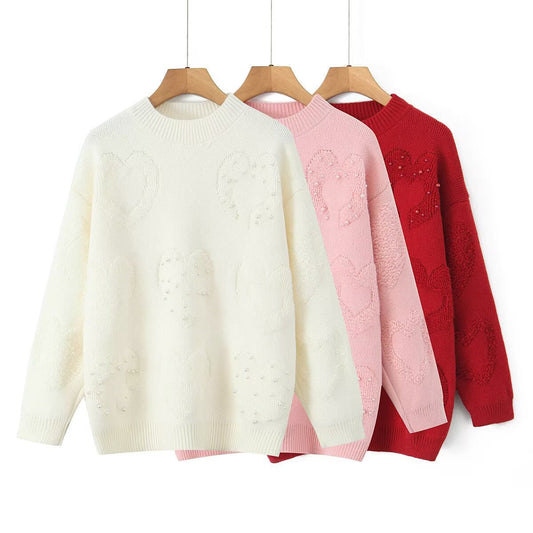 Damen Strickpullover Herzmotiv Weich Norvielle - Norvielle