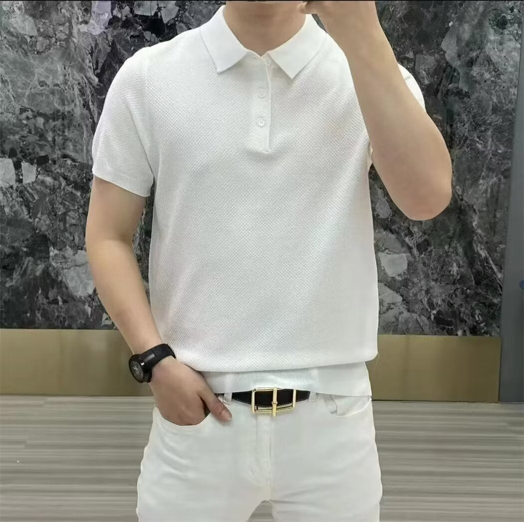 Herren Polo-Shirt Strukturmuster Moderner Schnitt