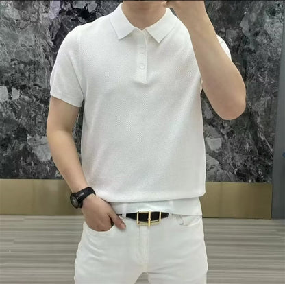 Herren Polo-Shirt Strukturmuster Moderner Schnitt