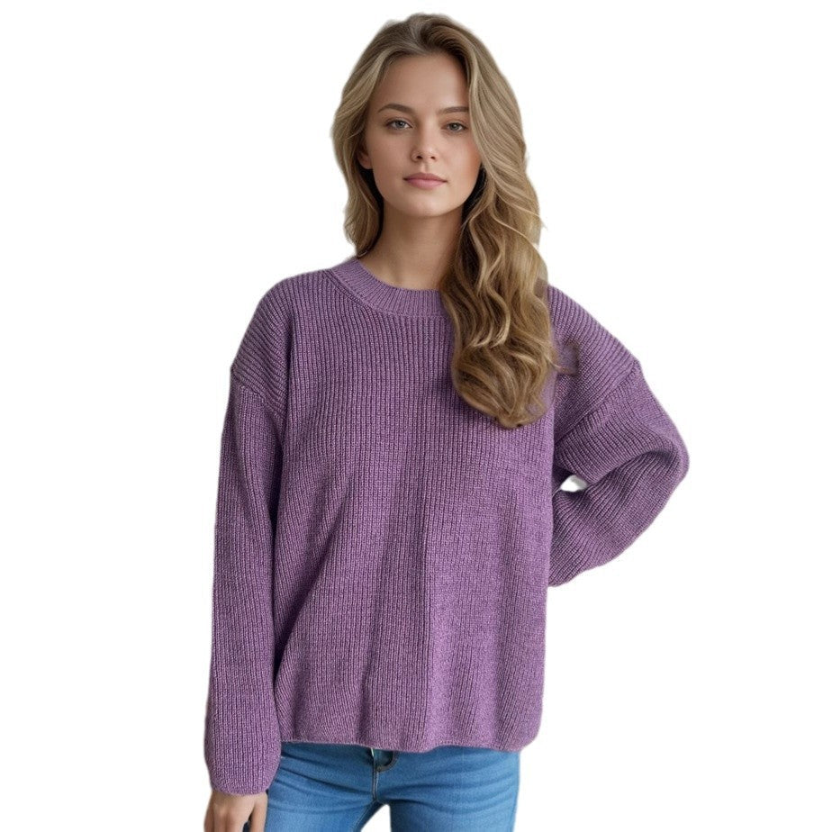 Damen Strickpullover Modernes Rippdesign Norvielle