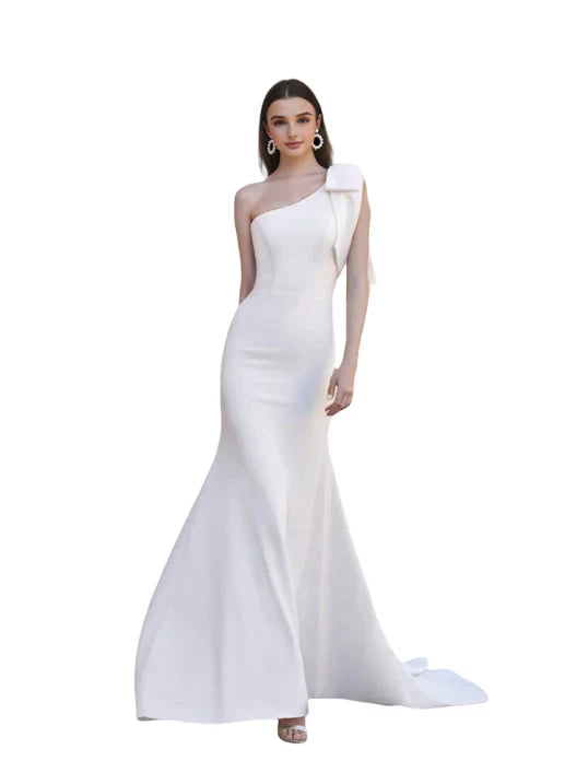 Damen Maxikleid Meerjungfrauenschnitt Einseitige Schulterform