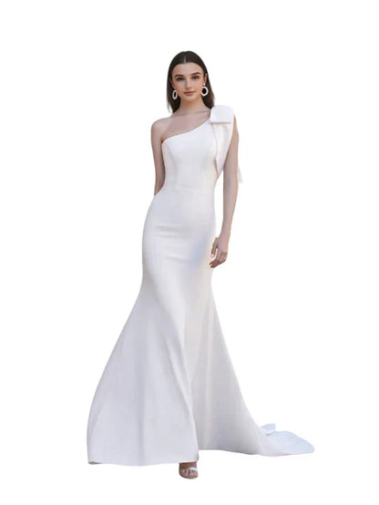 Damen Maxikleid Meerjungfrauenschnitt Einseitige Schulterform