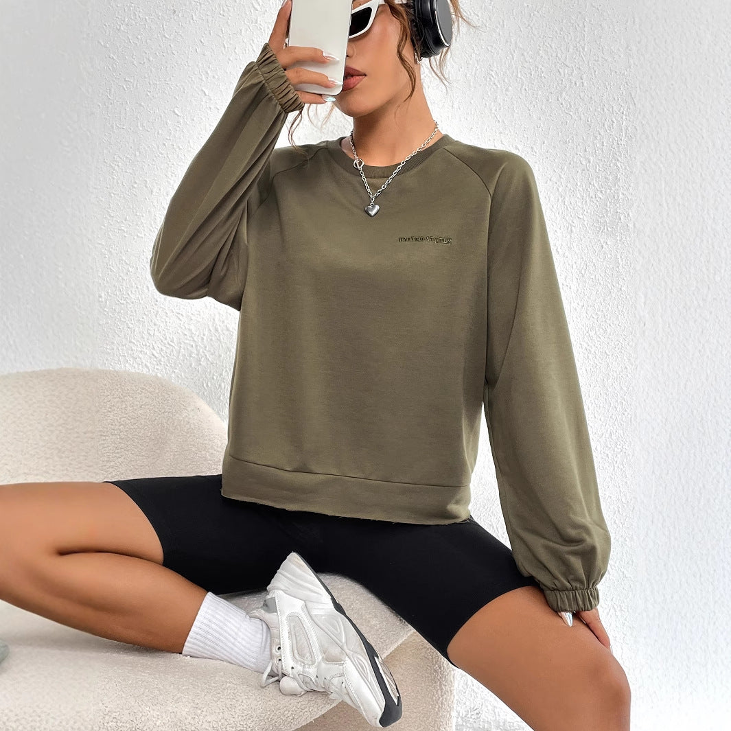 Damen Raglan Sweatshirt Elastisch Minimales Design
