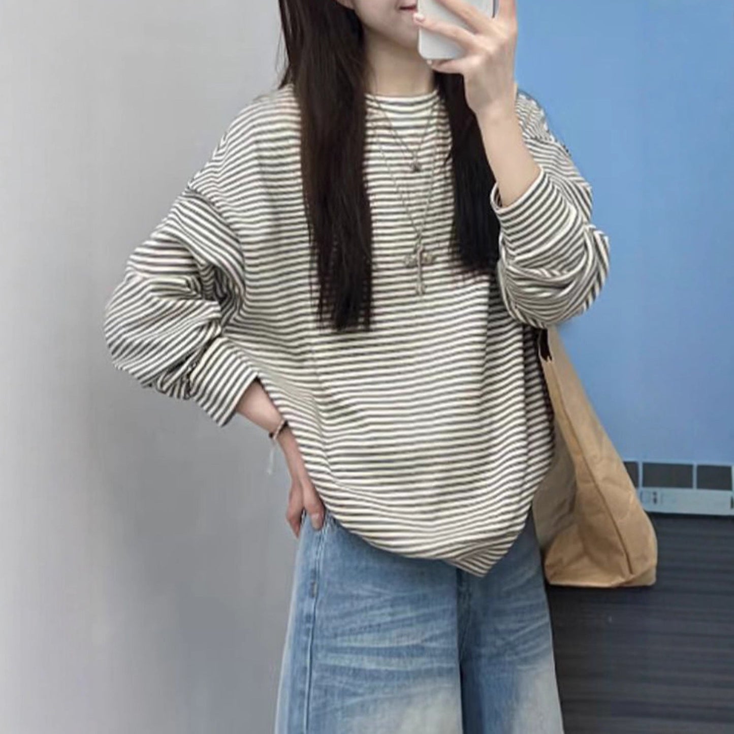 Damen Langarmshirt Streifen Norvielle
