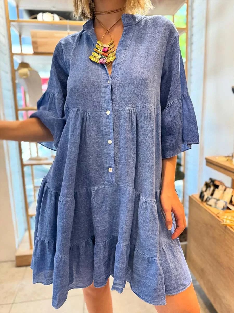 Damen Hemdblusenkleid mit Rüschendetails Norvielle
