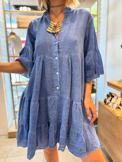 Damen Hemdblusenkleid mit Rüschendetails Norvielle
