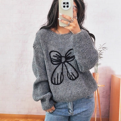 Damen Pullover Lässig Schleifendesign Norvielle