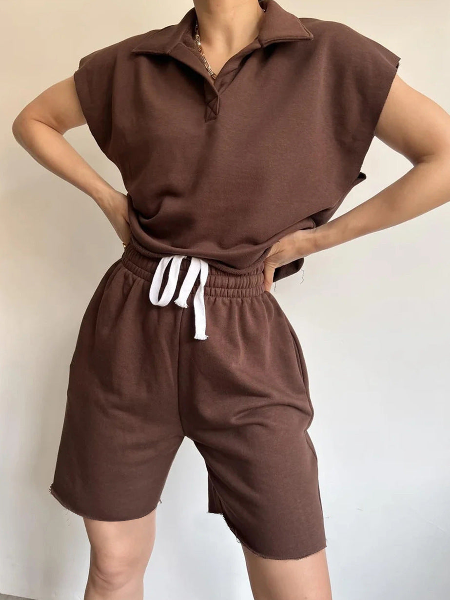 Damen Poloshirt Set mit Sweatshorts Norvielle