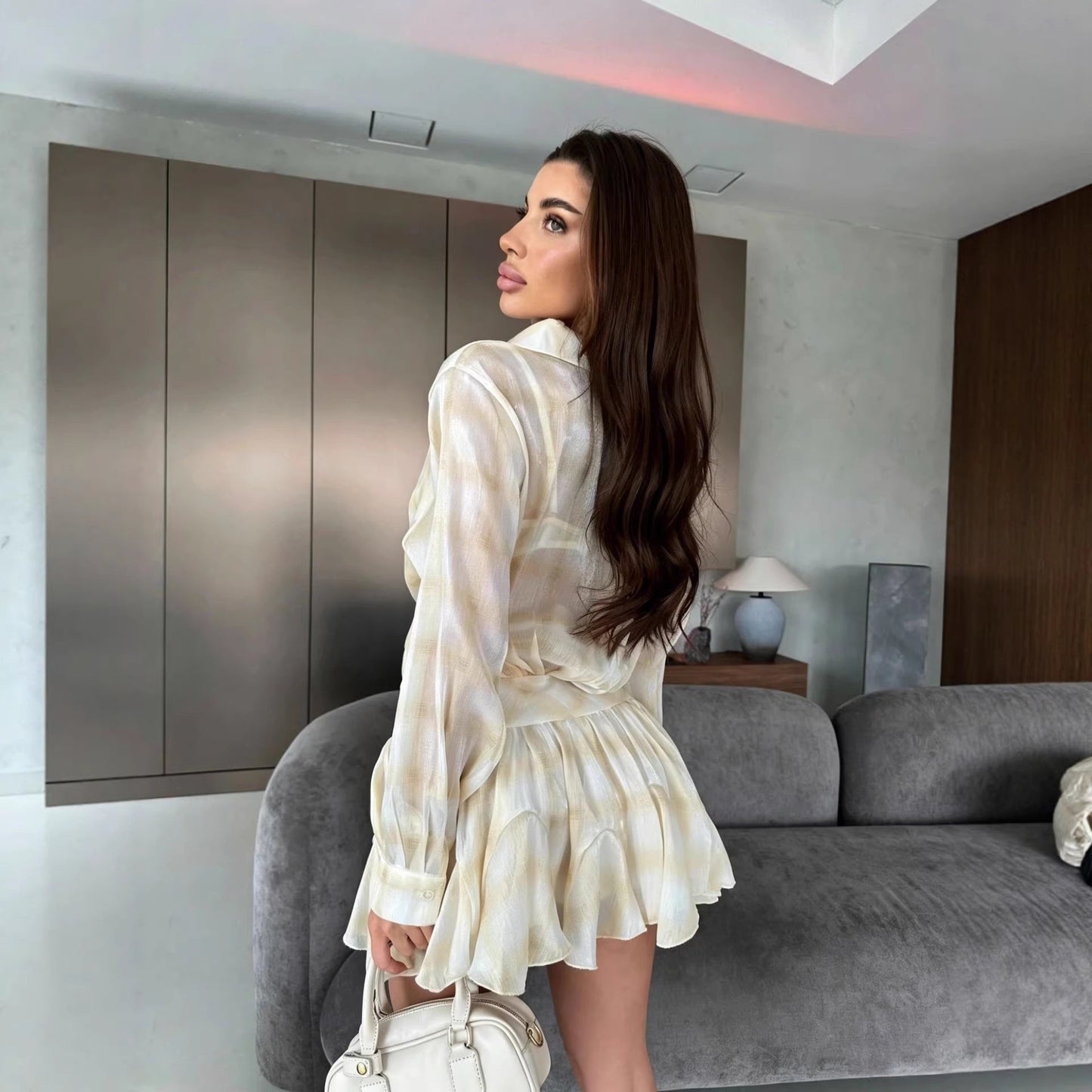 Damen Ensemble Bluse Röckchen Leicht