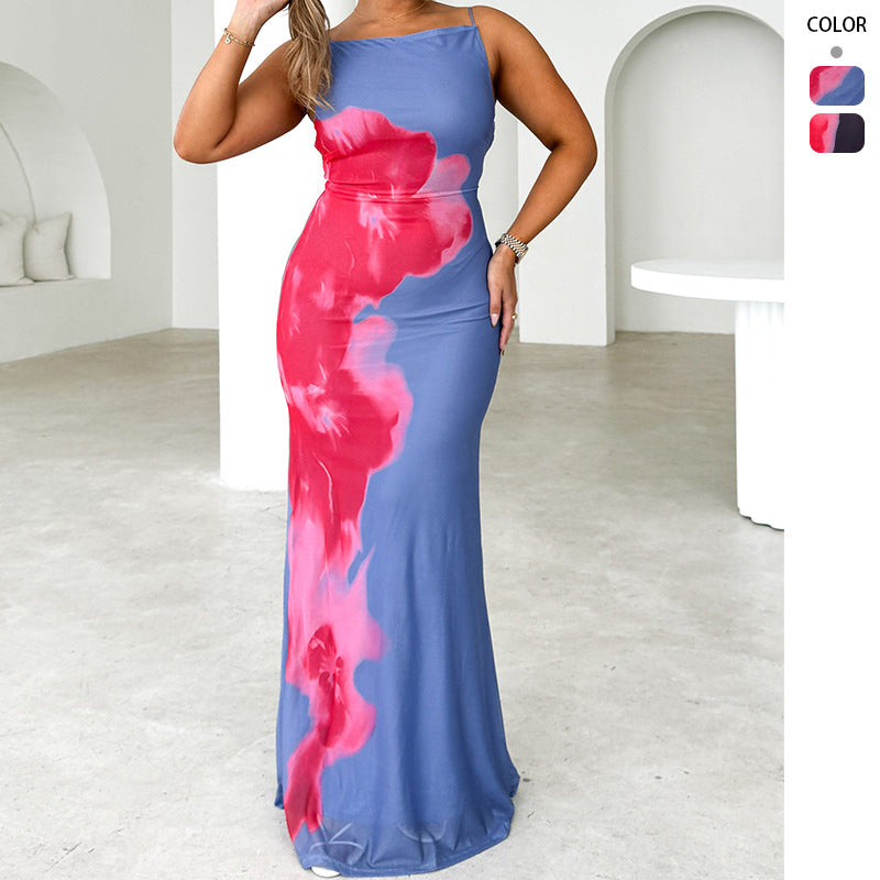 Damen Maxikleid Floralmuster Schmale Träger Norvielle - Norvielle