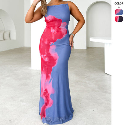 Damen Maxikleid Floralmuster Schmale Träger Norvielle - Norvielle