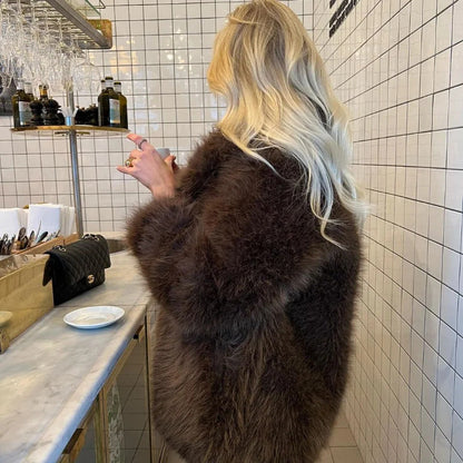 Damen Kunstpelzjacke Voluminöse Ärmel Norvielle