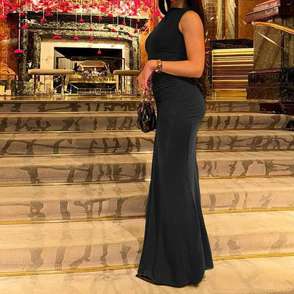 Damen Maxikleid Körperbetonter Schnitt Elegante Drapierung Norvielle