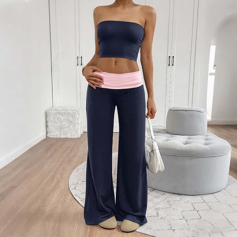 Damen Lounge-Set Bandeau-Oberteil weite Hose - Norvielle