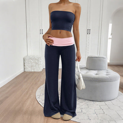 Damen Lounge-Set Bandeau-Oberteil weite Hose - Norvielle