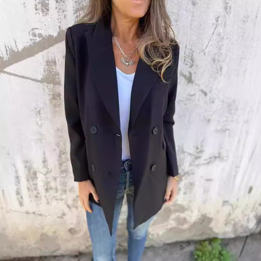 Damen Blazer Doppelter Knopfleiste Stylischer Schnitt Norvielle