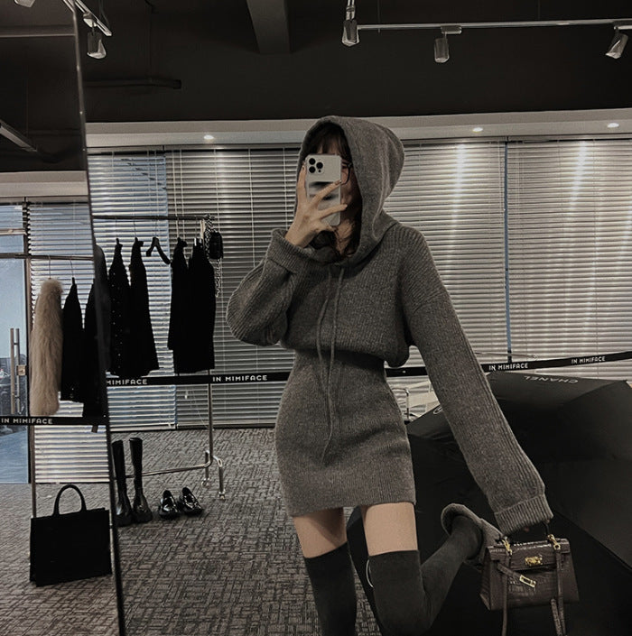 Damen Hoodie-Kleid Lässiger Schnitt Baumwolle