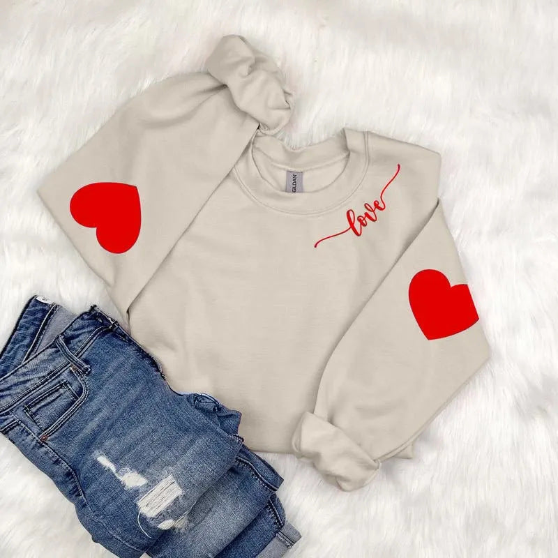 Damen Sweatshirt Herzen-Design Lässiger Schnitt Norvielle